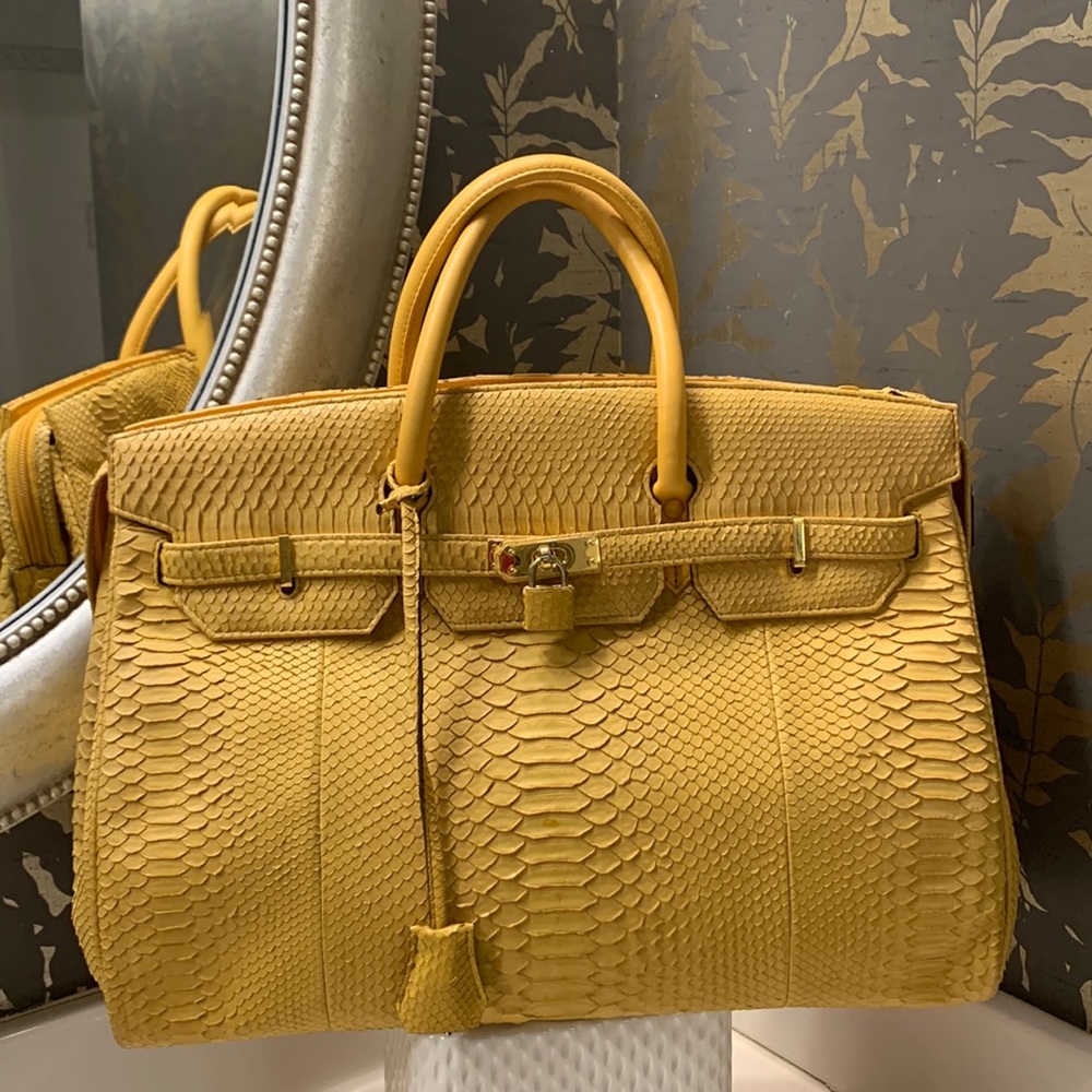 Yellow python skin bag